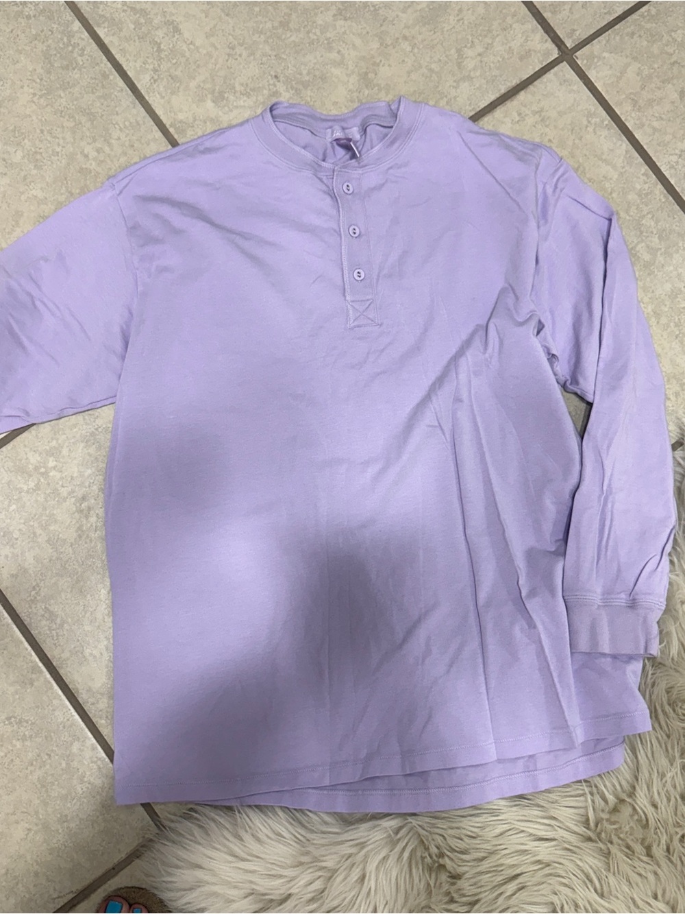 NWT SKIMS boyfriend longsleeve Henley shirt in lily small
